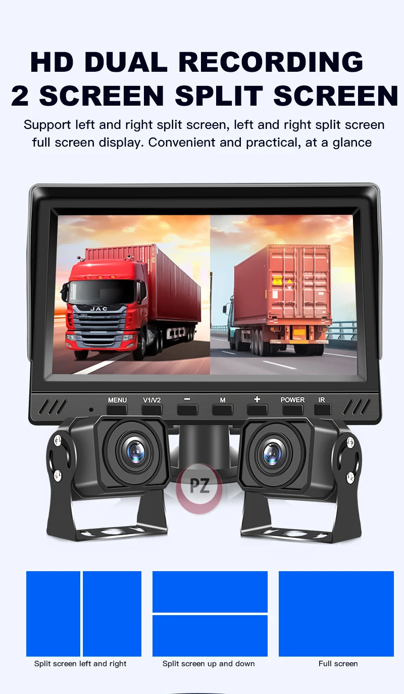 7 Inch BSD Split Screen Forklift Truck Camera System