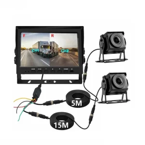 4PIN Extension Cable 7 Inch Dual Split Screen Monitor 2CH AHD 1080P Waterproof Night Vision Reverse Backup Camera System for Truck Bus