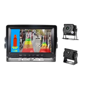 7 Inch Button Control U Bracket 12 24V Dual Camera Split Front View Truck System AI Ranging AHD Adjustable Parking Lines