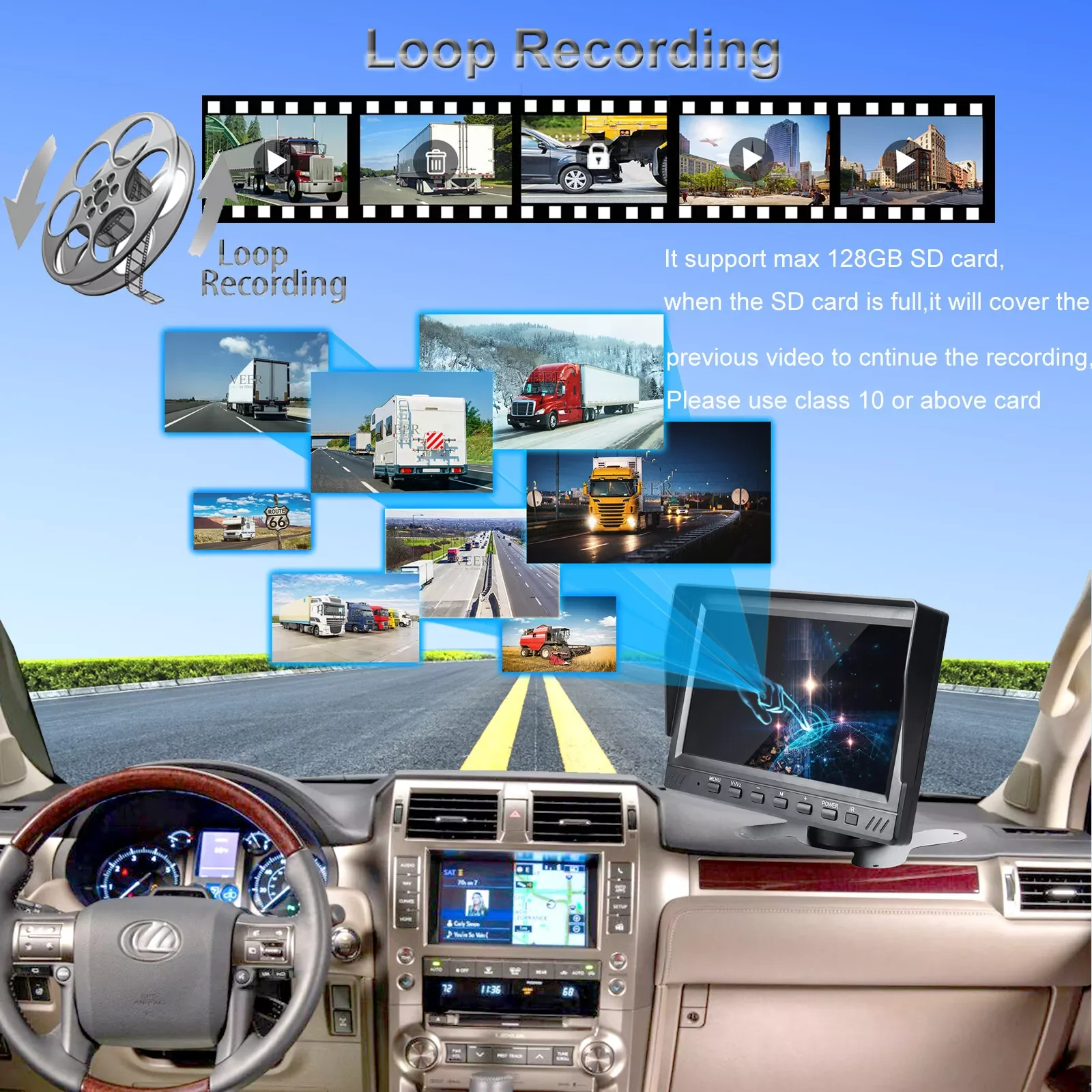 7 Inch 4CH 1080P QUAD Monitor DVR System