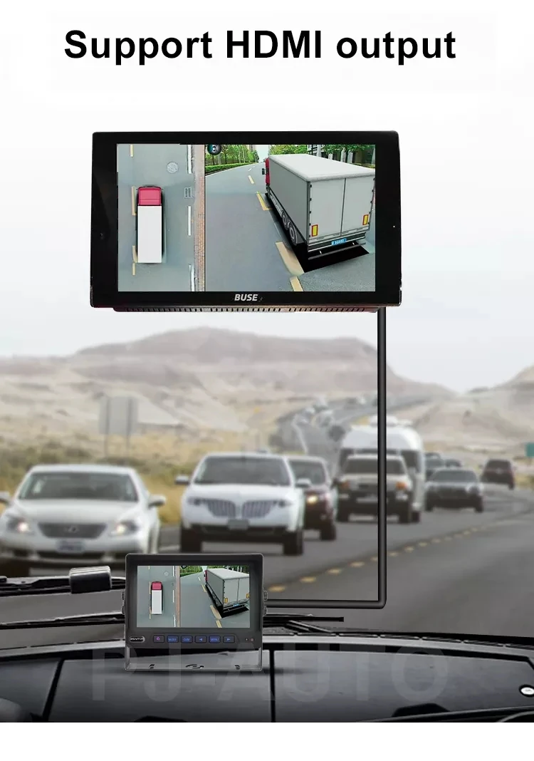 4-Channel 360° Truck Camera System with AHD IPS Monitor, Waterproof All-View Heavy Duty Backup Camera for Pickup Trucks - Image 3