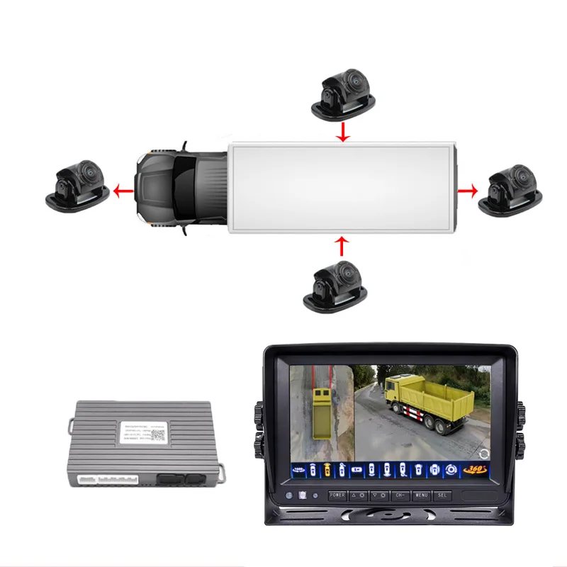 7 Inch IPS Screen Monitor 4 AHD 1080P Side Cameras AI 3D 360° View Monitoring Alarm System for Truck Bus - Image 4