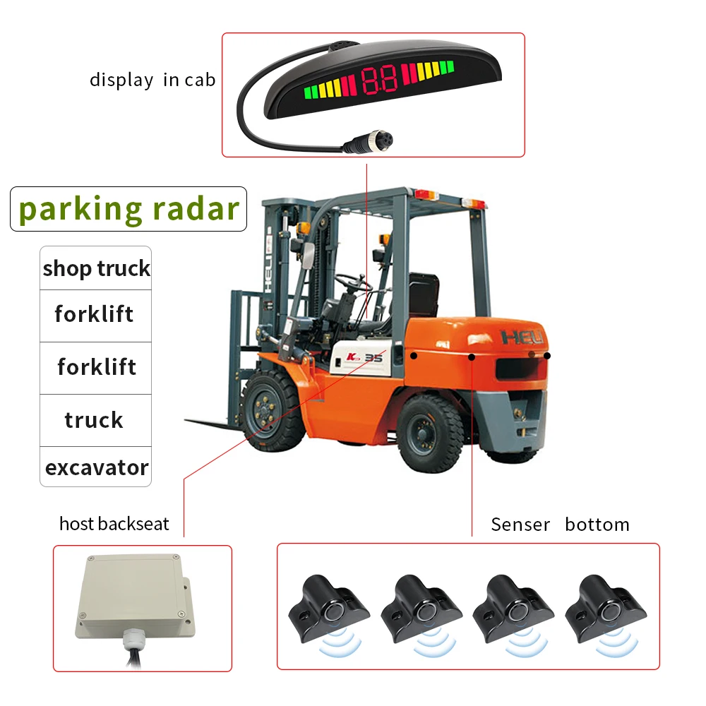 Ultrasonic 4-Probe Parking Sensor System with LED Display, Waterproof Reversing Blind Spot Detection Aid for Bus & Truck - Image 3