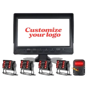 7 Inch 4-Channel AHD 1080P Blind Spot Monitor DVR Recorder, Split-Screen, IR Night Vision Reverse Camera System for Truck, Bus, RV, Van & Trailer