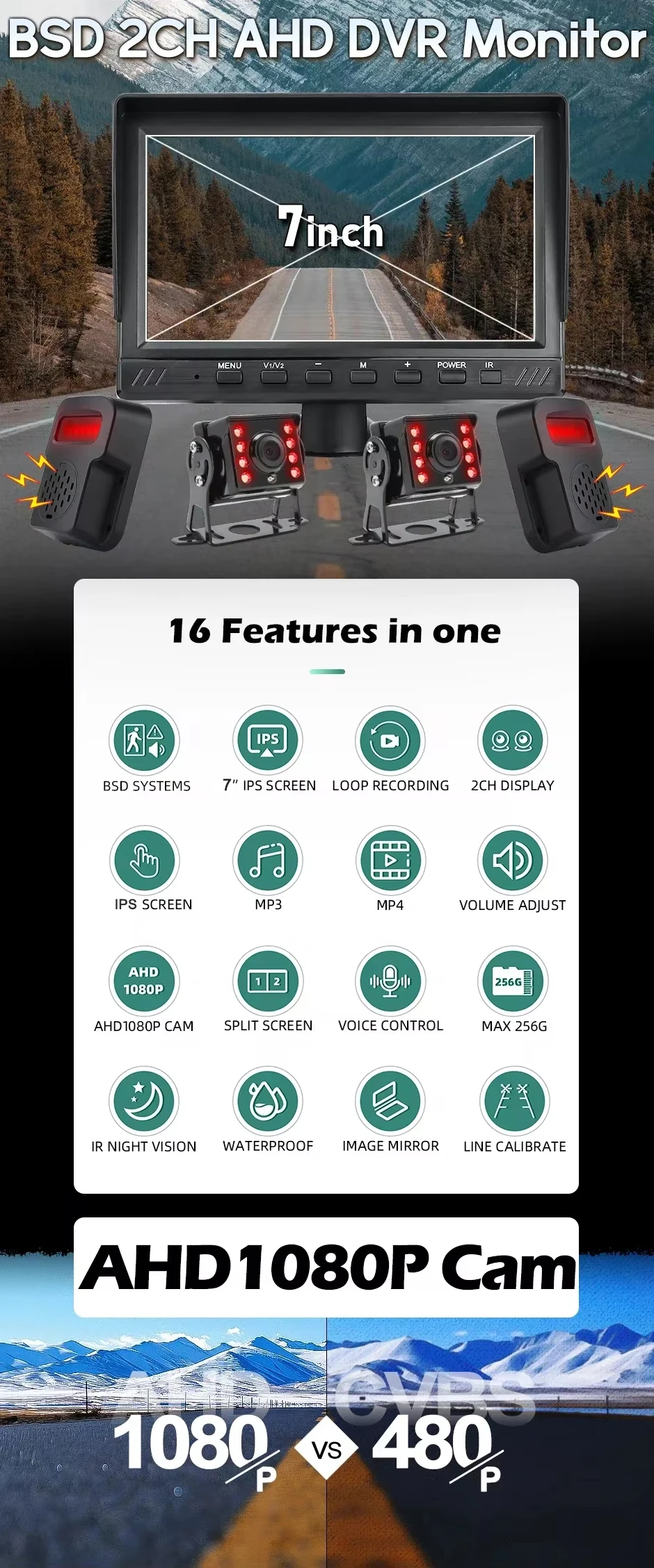 7 Inch BSD Truck Monitoring System