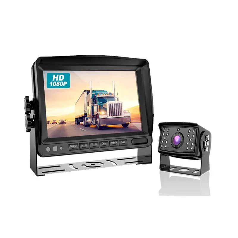 7" AHD 1080P Truck Backup Camera System, IPS Monitor Reverse Display Monitoring, IP69K Waterproof Night Vision Rearview Camera Kit for RV, Truck, Bus, 12V-36V