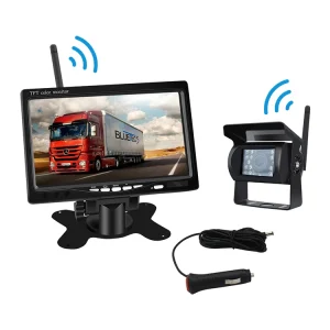 Wireless 7 Inch LCD Display Reverse Camera System | Wireless Auto Rear View Monitor for Heavy Duty Truck, Bus & Trailer