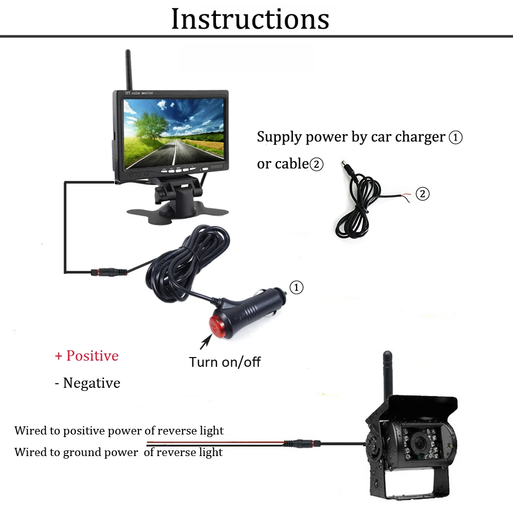 Wireless 7 Inch Truck Reverse Camera System