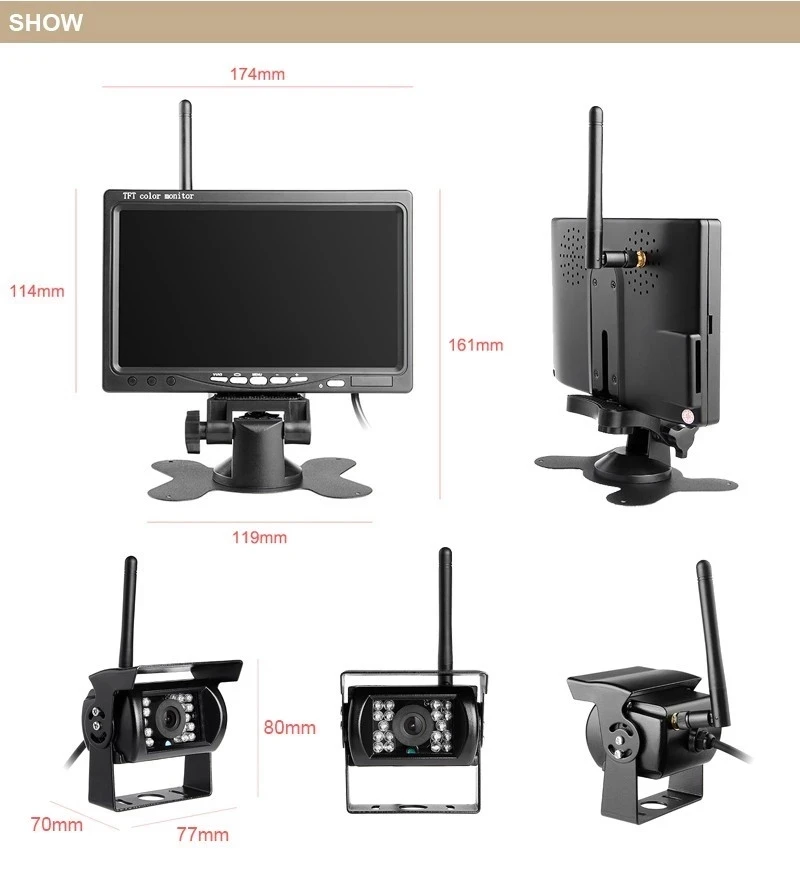 Wireless 7 Inch Truck Reverse Camera System