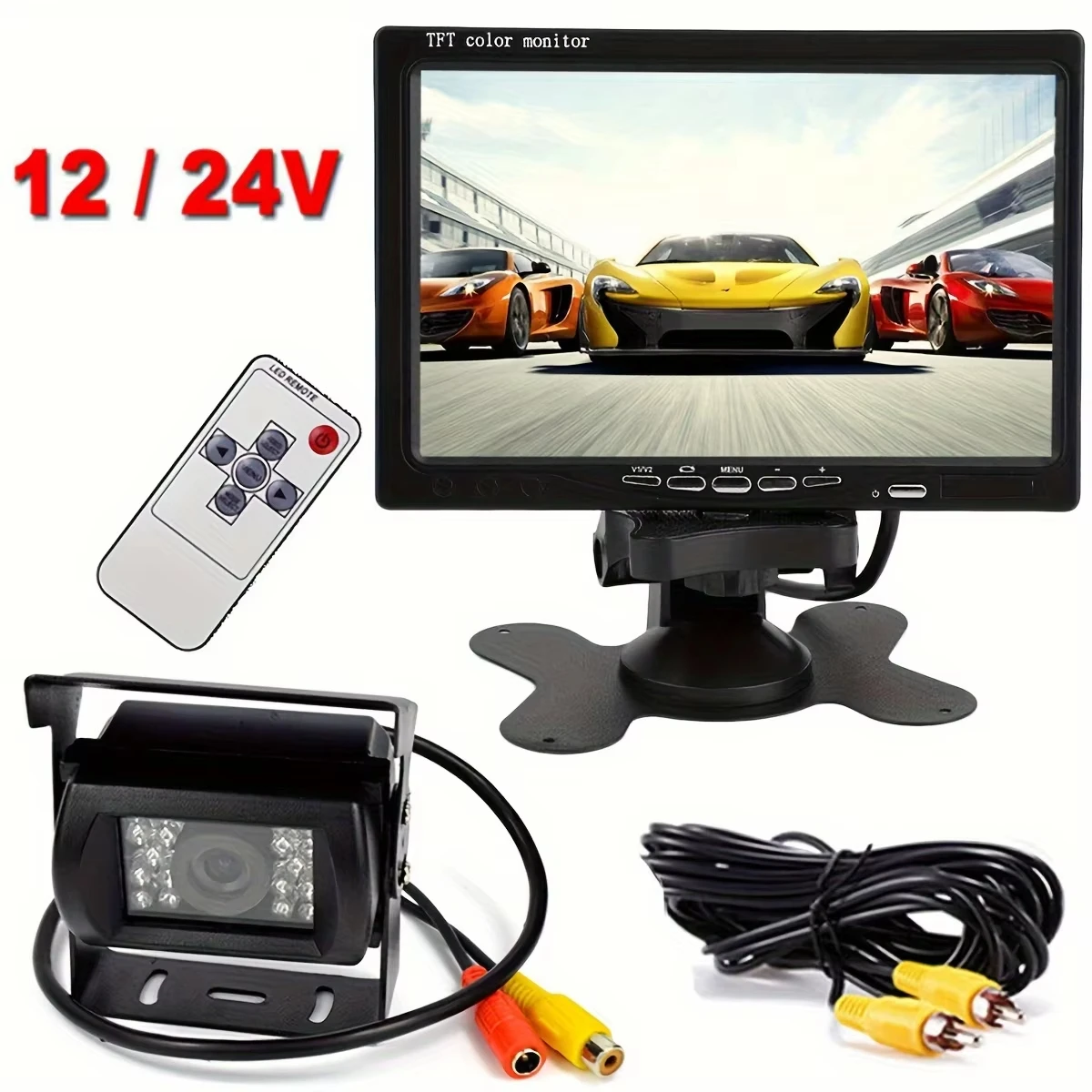 7 Inch Heavy Duty TFT LCD Reverse Camera Rearview Monitor Night Vision Waterproof IP68 Backup Camera Easy Installation for