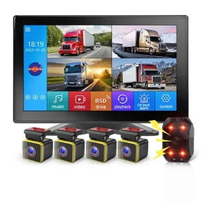 10.1" Touchscreen Truck Backup Camera System, HD 1080P Vehicle DVR Recorder with MP5 Multimedia Player, 4CH Split Parking Monitor Kit for RV, Trailer