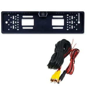 EU License Plate Frame Camera System with 7.0" Monitor, AHD 1080P Universal European License Plate Backup Camera, 12 LED Night Vision Waterproof Reverse System