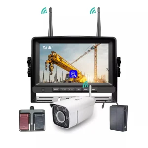 7" Wireless Crane Camera System with Metal Pedal Control Box, 30x Optical Zoom HD 1080P DVR Monitor, Hands-Free Hook View Surveillance Kit for Tower Crane