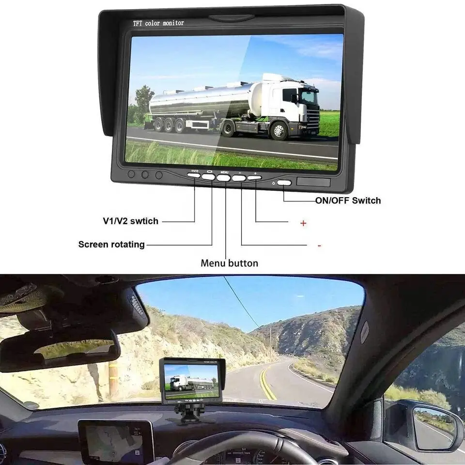 7 Inch Waterproof IP68 Vehicle Backup Camera Monitor