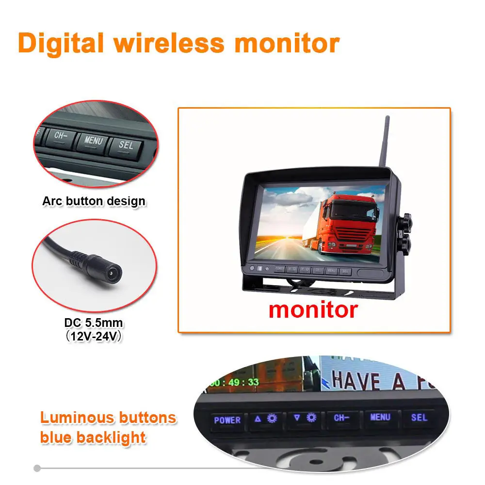 7" Truly Wireless Backup Camera System with Battery Powered Camera, Magnetic Mounted Digital Reverse Monitor Kit, No-Wire Changeable System for Truck, Trailer, RV - Image 3