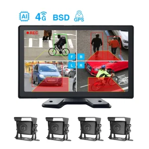 4G AI BSD Blind Spot Detection Camera System, All-in-One Monitor with GPS for Truck, Bus, RV, Trailer & Fleet Management