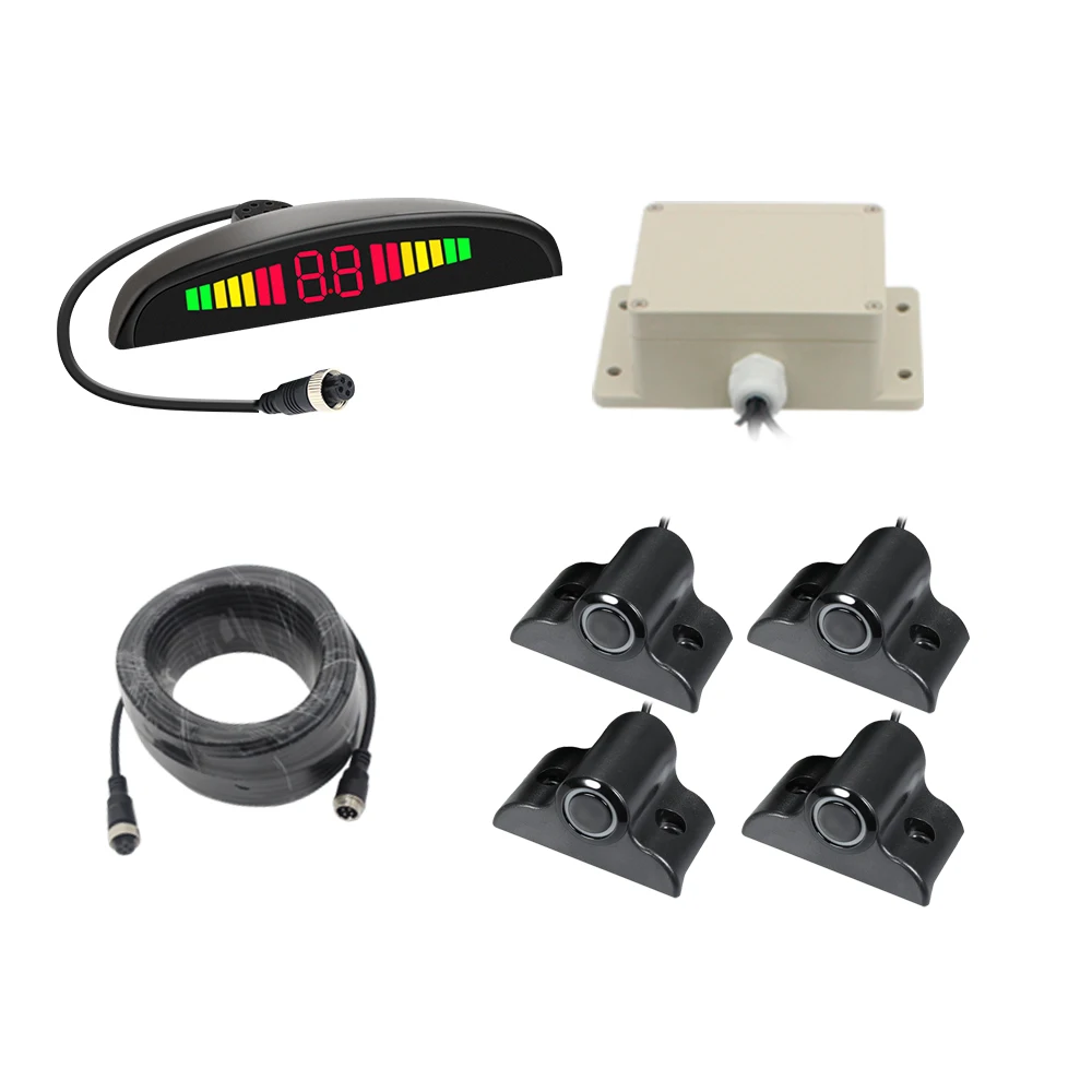 Ultrasonic 4-Probe Parking Sensor System with LED Display, Waterproof Reversing Blind Spot Detection Aid for Bus & Truck - Image 2