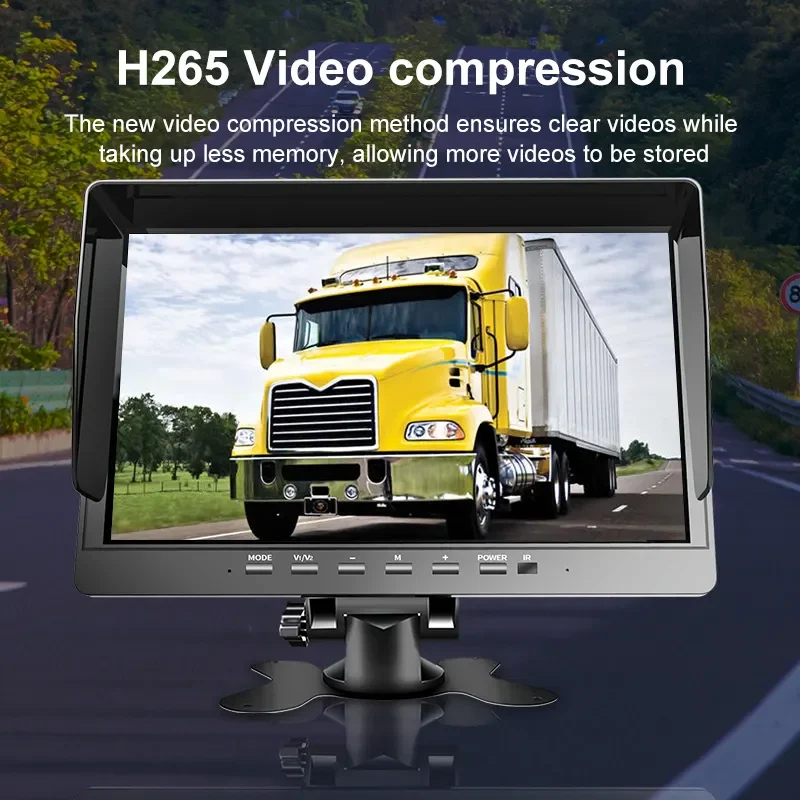 10.1" 1080P Quad Split Screen Monitor System with DVR Recorder, Easy Installation Truck Backup Camera Kit, Night Vision Vehicle Observation System for RV, Truck, Bus - Image 5