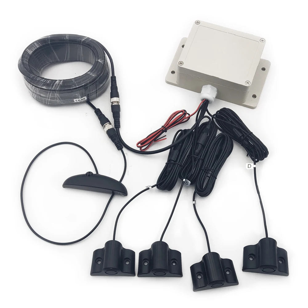 Ultrasonic 4-Probe Parking Sensor System with LED Display, Waterproof Reversing Blind Spot Detection Aid for Bus & Truck