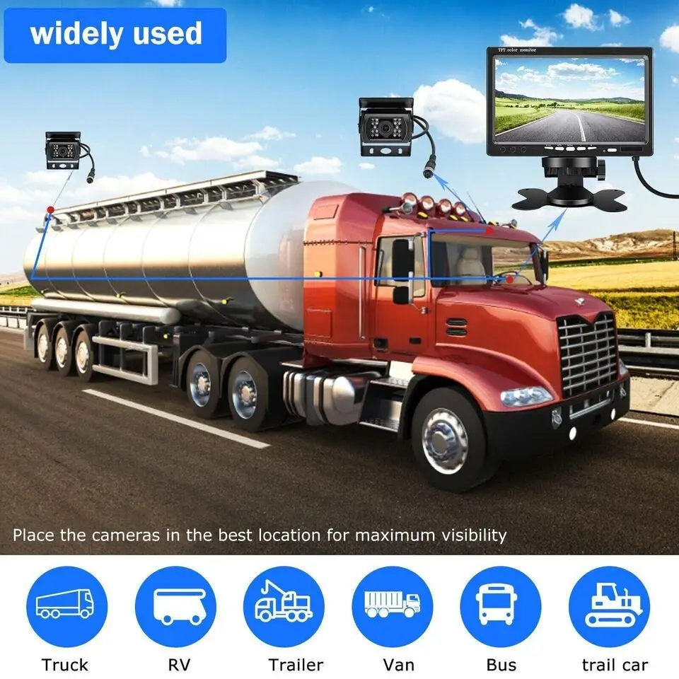 7 Inch Waterproof IP68 Vehicle Backup Camera Monitor