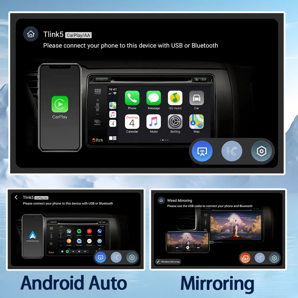 11.5 Inch 2K Android 14 Car Stereo, 2Din Multimedia Player with Single Knob, Built-in Wireless CarPlay, GPS, DSP, WiFi & Bluetooth - Image 2