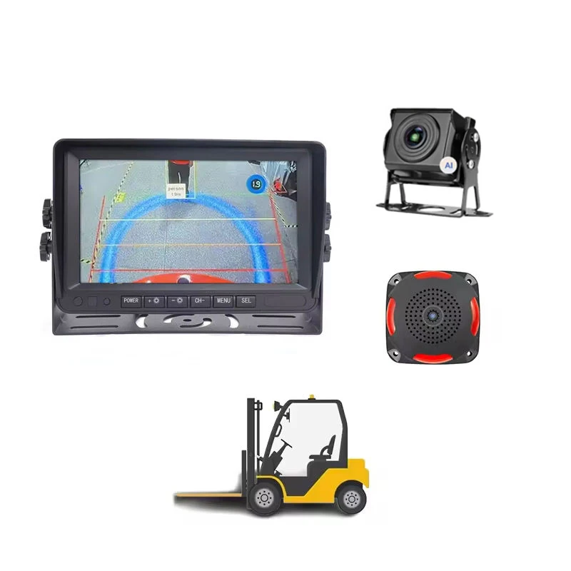 AI Forklift Safety Camera IP69K Waterproof Pedestrian Vehicle Detection Voice Alarm Monitor System for Warehouse Safety