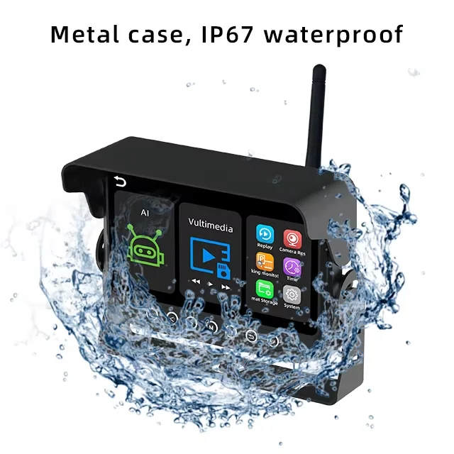 7 Inch AI BSD Wireless Backup Camera System 1080P Night Vision Waterproof Monitor with Voice Alarm & Obstacle Detection for Truck Safety - Image 2