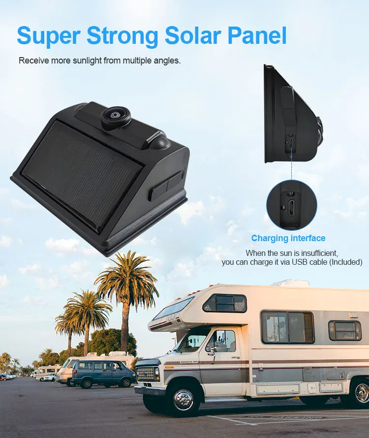 5" Solar Wireless Backup Camera System with Gesture Swipe Display, Touchless Control Rear View Monitor, No-Drill Solar Powered Car Reversing Aid Kit - Image 2