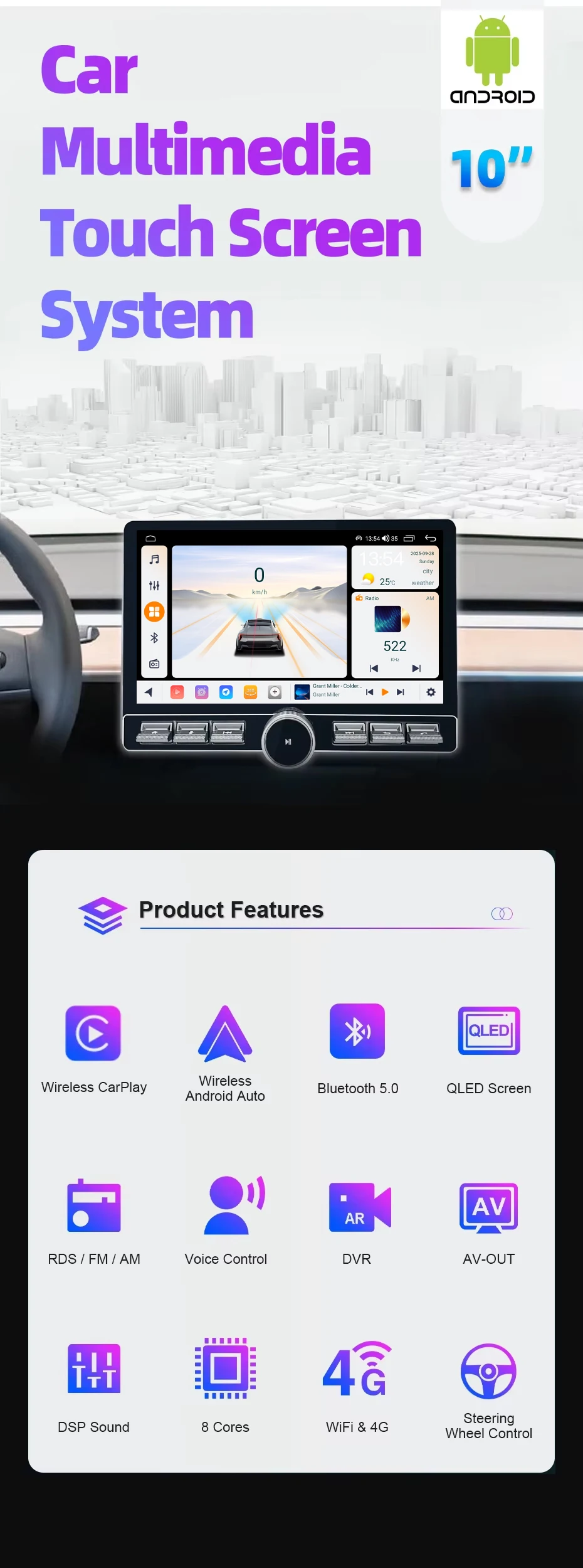 10 Inch 1DIN Car Radio