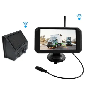 5" Solar Wireless Backup Camera System with Gesture Swipe Display, Touchless Control Rear View Monitor, No-Drill Solar Powered Car Reversing Aid Kit