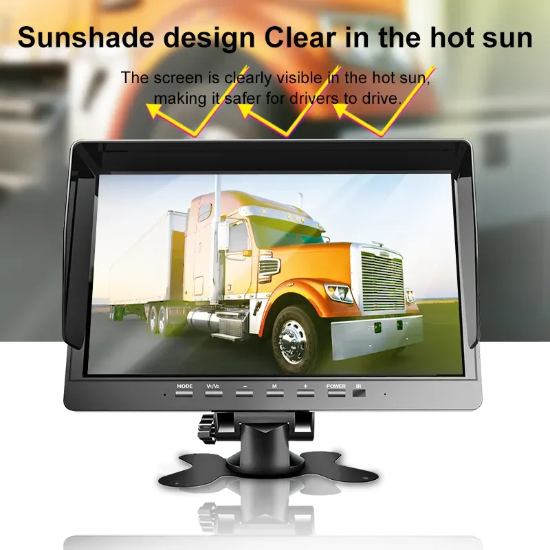 10.1" 1080P Quad Split Screen Monitor System with DVR Recorder, Easy Installation Truck Backup Camera Kit, Night Vision Vehicle Observation System for RV, Truck, Bus - Image 4