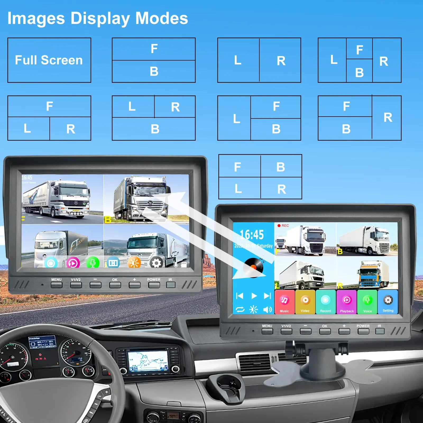 7 Inch 4CH 1080P QUAD Monitor DVR System