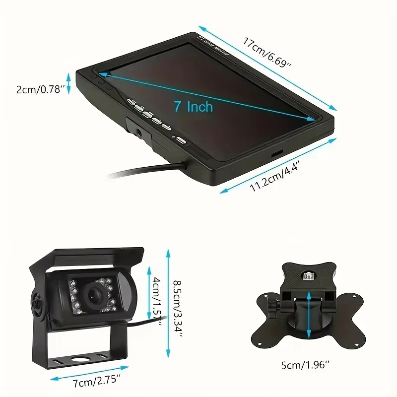 7 Inch Heavy Duty TFT LCD Reverse Camera Rearview Monitor Night Vision Waterproof IP68 Backup Camera Easy Installation for - Image 2